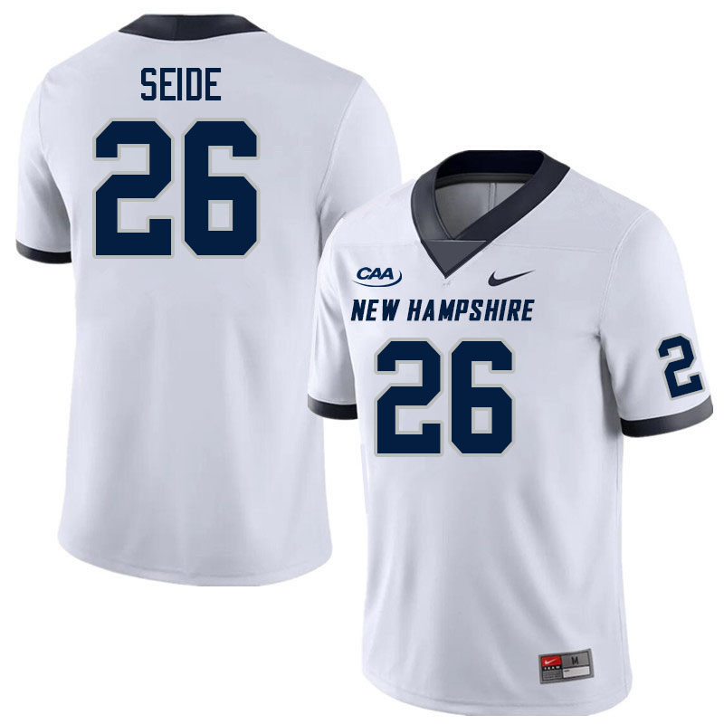 New Hampshire Wildcats #26 Isaac Seide College Football Jerseys Stitched Sale-White